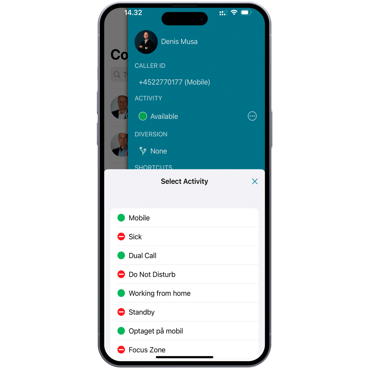 Status Display Button Status display – Full activity status for you and your colleagues – Dstny