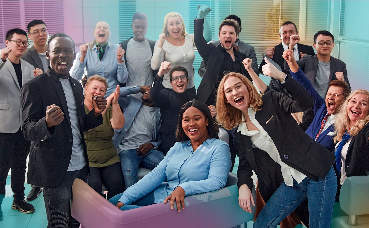 office_workers_cheers_to_camera